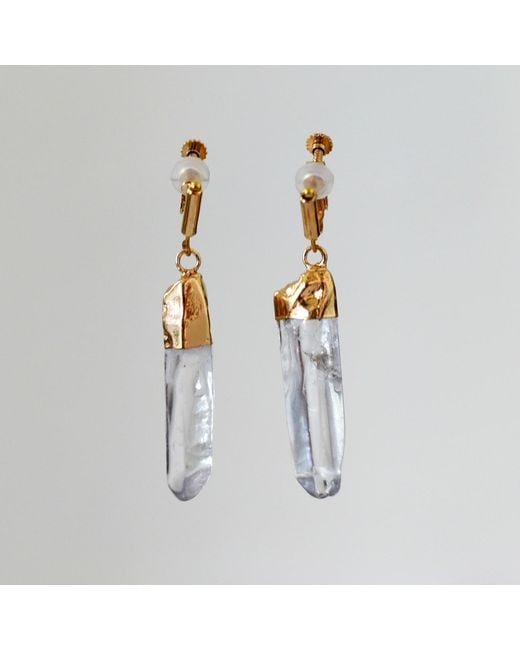 Laura Daili Metallic Neutrals Smoky Crystal Drop Clip On Earrings
