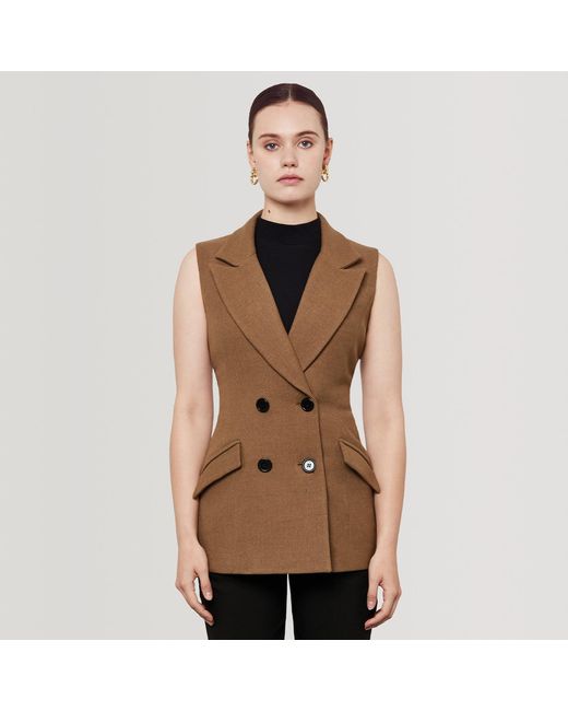 SEREN LONDON Brown Neutrals Double-Breasted Vest
