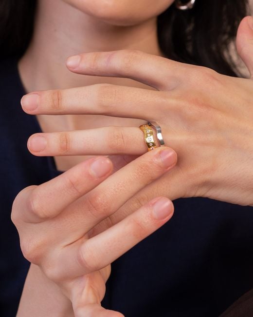 Zynnia Collective Metallic Wave Ring Set