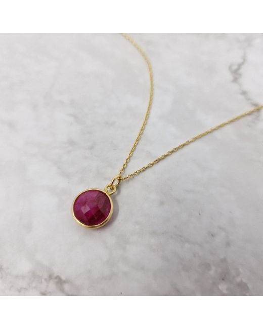 Harfi Purple Vermeil Plated Round Ruby July Birthstone Crystal Necklace