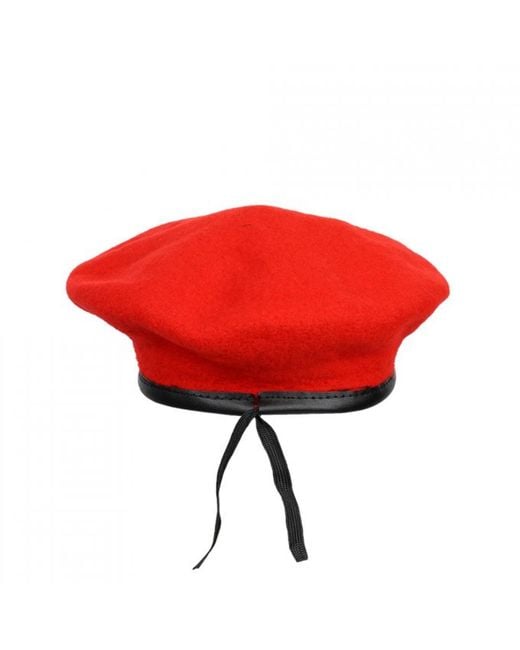 DAVID WEJ Red Wickliffe Wool Beret – for men