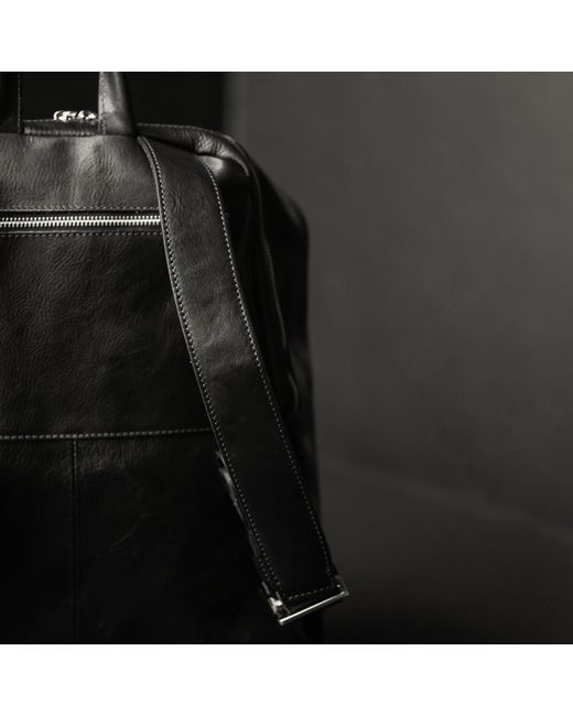 Time Resistance Black Leather Backpack For