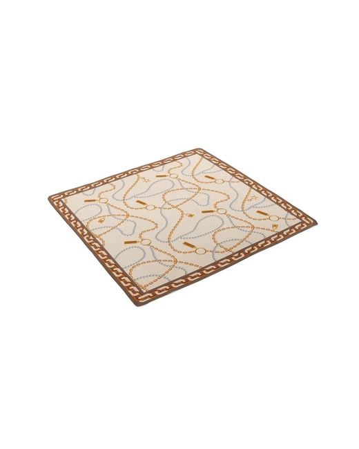Le Parmentier Natural Neutrals Heritage Chain And Pearls Silk Bandana
