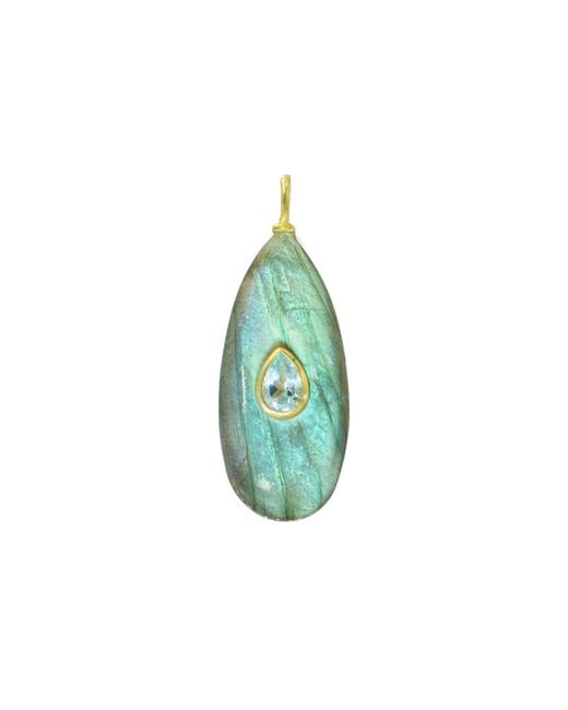 KAMARIA Blue Labradorite Gemstone Pendant With Topaz