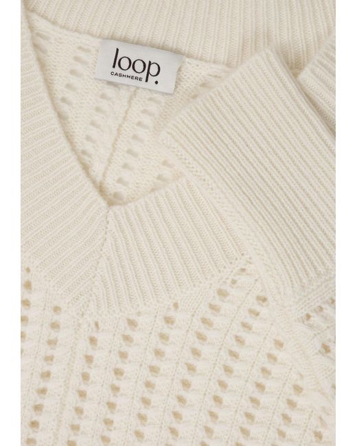 Loop Cashmere White Pointelle Sweater