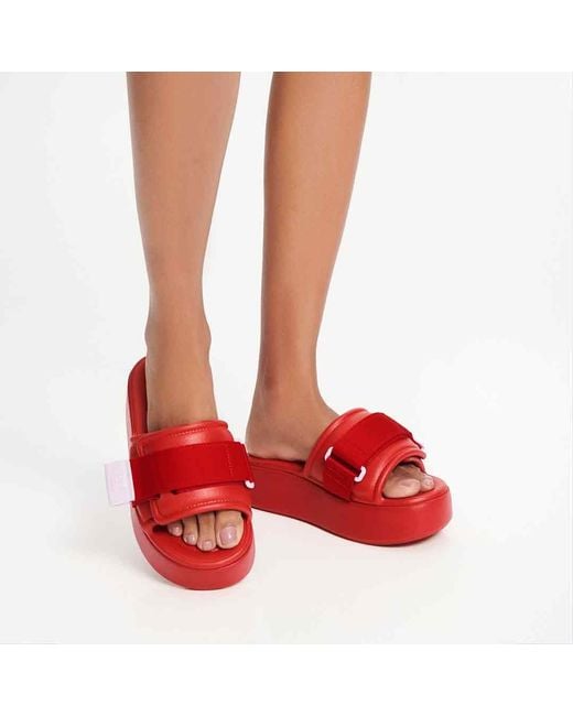 Melissa Red Free Fuzzy Slide Platform