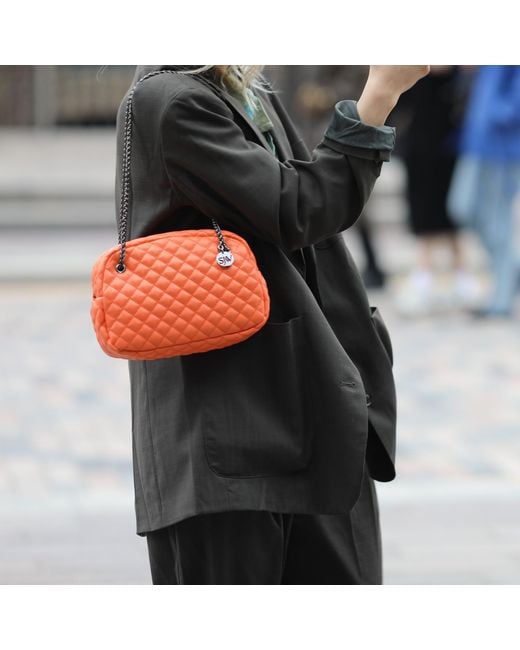SJW BAGS LONDON Red Carlton Vegan Leather Quilted Handbag