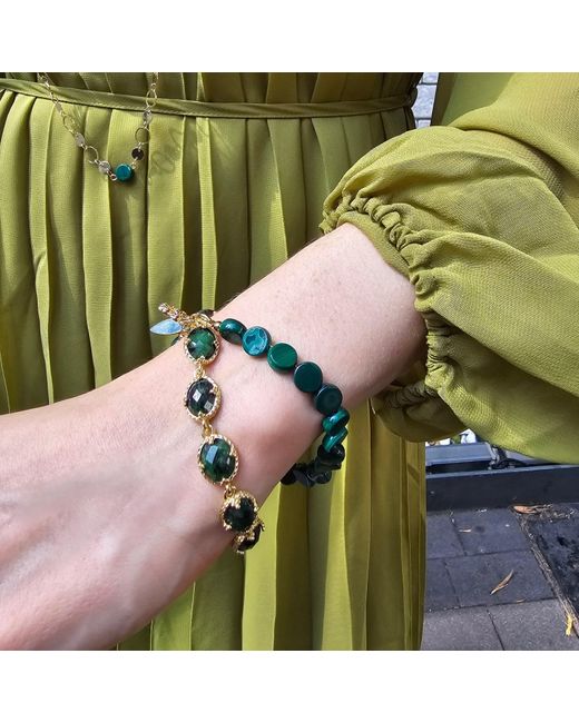 Farra Green Gemstone With Chain Versatile Necklace