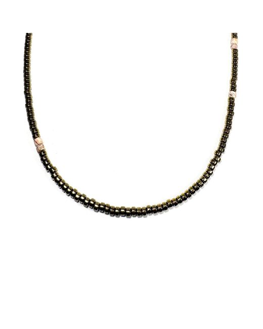 Rachel Nathan Metallic Mini Beaded Pyrite & Rhodochrosite Necklace