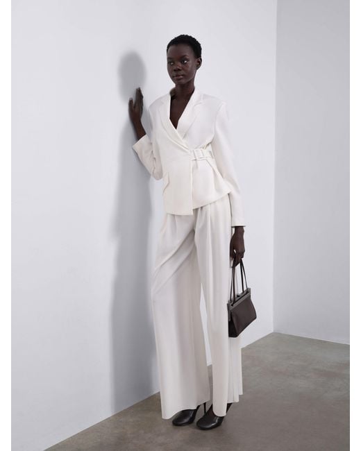 Sélone White Nore Pleated Tailored Trousers