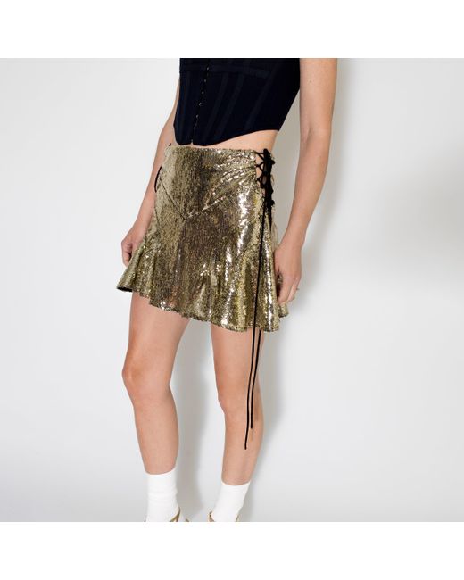 SVETA Milano Green Mary Sequin Mini Skirt