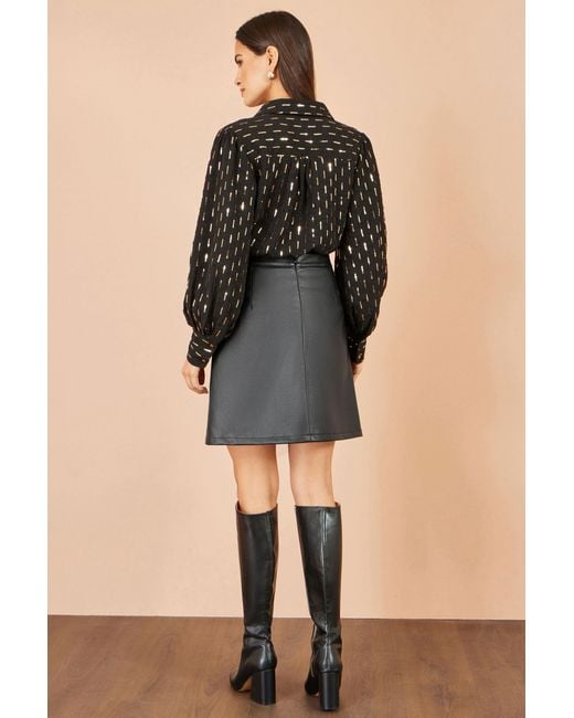 Yumi' Gray Faux Leather Wrap Skirt