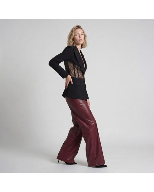 Modenaire Black Lace Panel Blazer Sculpted Form
