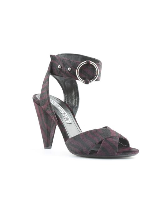 Rosamund Muir London Gray Montana & Plum Zebra Print Calf Hair Heels