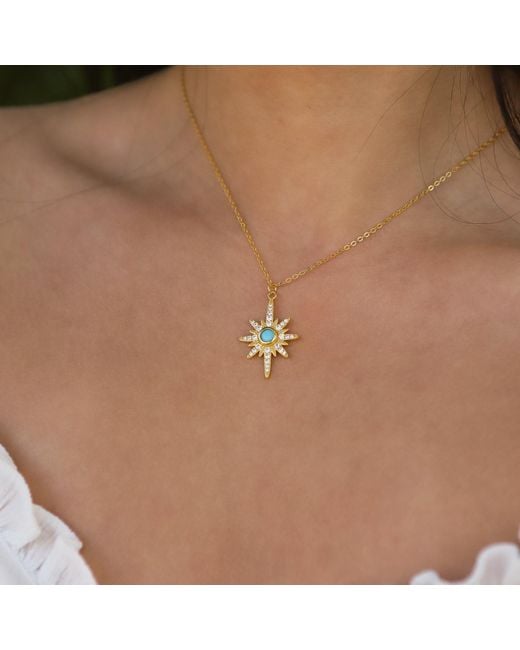 Luna Charles Metallic Heidi North Star Birthstone Necklace Plated December