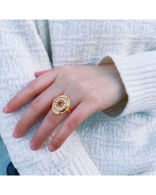 Aurozia Metallic Pearls Of Fortune Coin Plated Pearl Ring