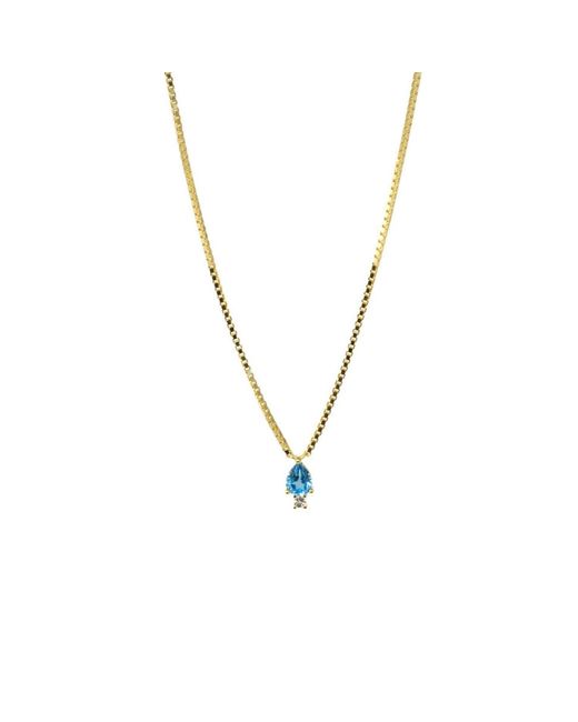 NASI SILVER Blue Pear Atarah Necklace- Topaz & Topaz