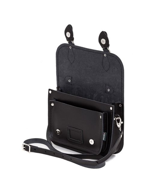 Zatchels Black Leather Midi Satchel
