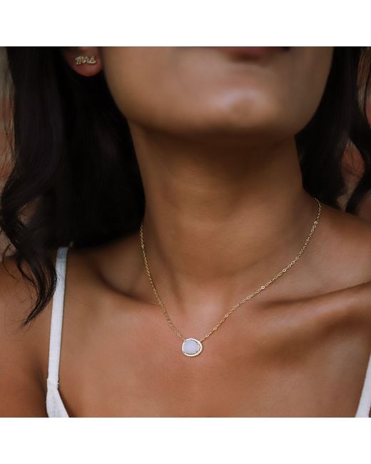 Luna Charles Metallic Bianca Moonstone Pendant Necklace