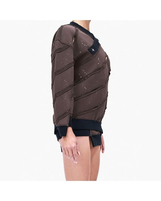 Gao Republic Black Sweatshirt Diagonal Cut-Out Jersey
