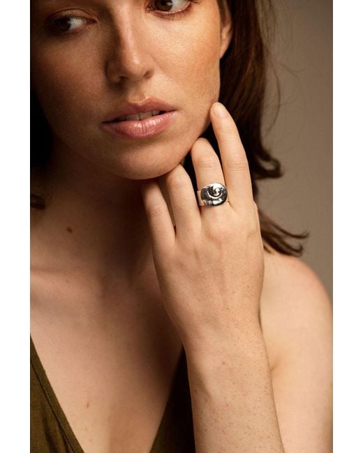 Arianne Delaney White Sterling Chunky Textured Spiral Shell Ring