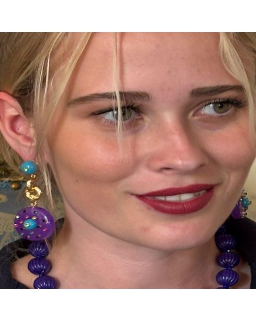 Michael Nash Jewelry Blue Isabella And Amethyst Resin Pierced Drop Earrings