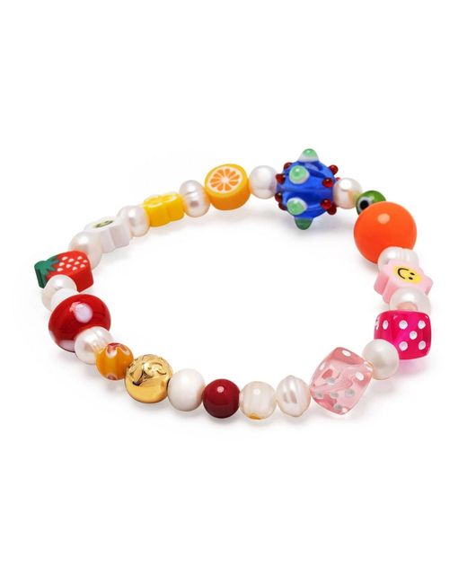 Nialaya Red Berry Pearl Bracelet With Assorted Beads