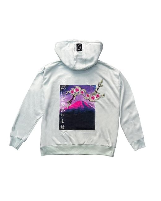 Quillattire Blue Mint Mount Fuji Floral Hoodie for men