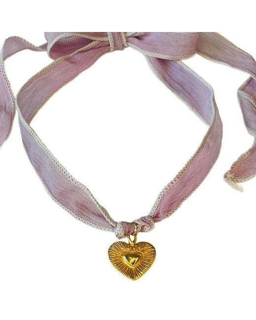 Lexi Jewelry Metallic The Sweet Love Heart Silk Choker Necklace