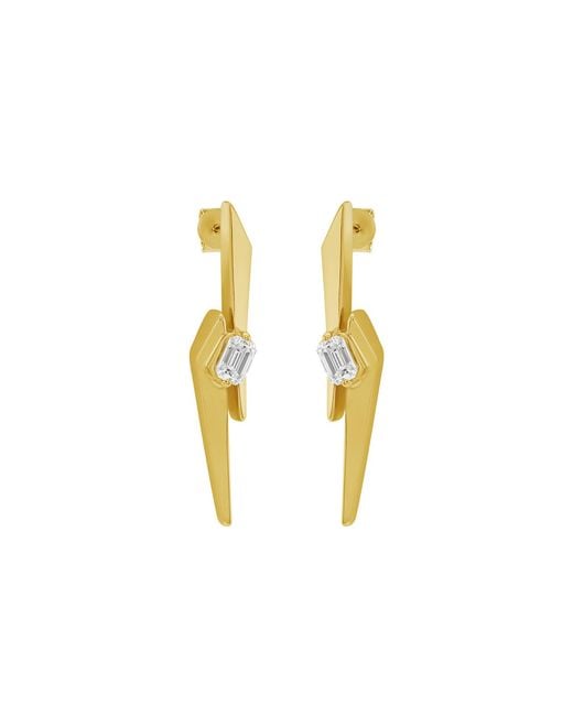 Artisan Metallic 14K Emerald Cut Diamond Lightning Bolt Earrings