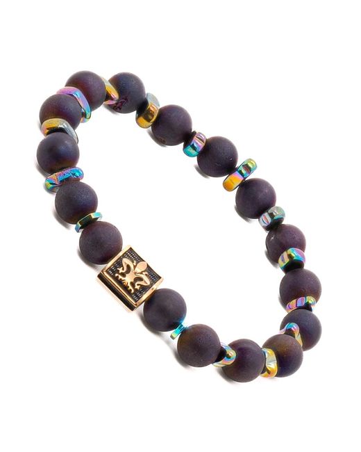 Ebru Jewelry Blue Fleur De Li Agate Bracelet