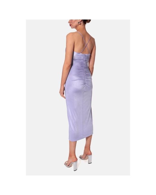AGGI by HALEWSKI Purple Tessa Pearl Midi Sleeveless Dress