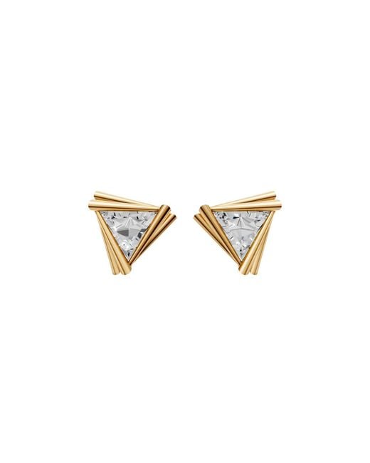 Aya Fine Jewelry Metallic Trillion Cut Lab Diamond Solitaire Stud Earrings