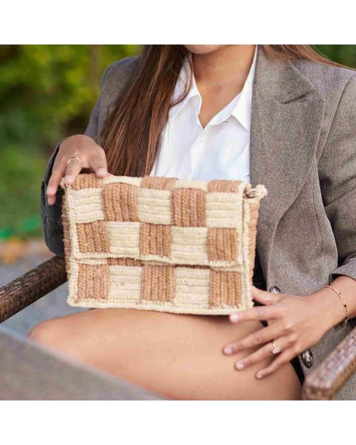 Zanatany Concepts Metallic Cracky Bag- & Caramel