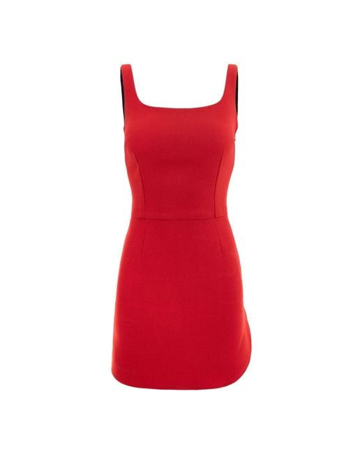 AVENUE No.29 Red Bodycon Mini Dress With Straps And Rounded Side Slit