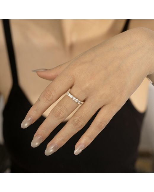 Diamonbliss Metallic Embellished With Swarovski One Carat Seven Stones Round Cut Ring