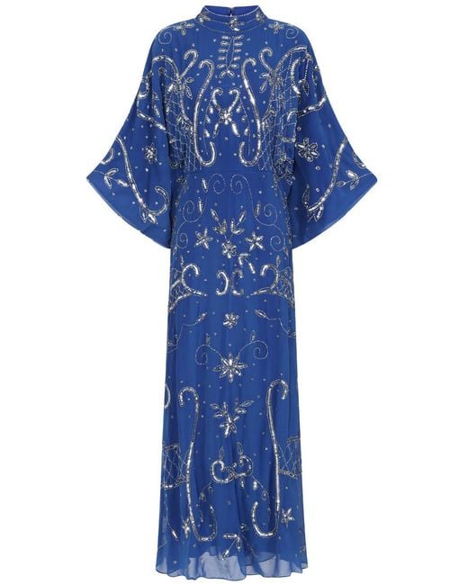 Frock and Frill Blue Aramina Embellished Maxi Dress