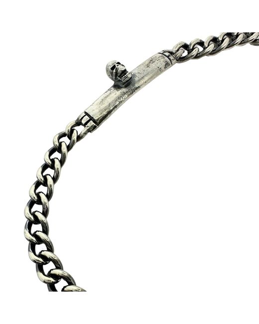 Tg-Jewellery by Tamara Gervasio Metallic Skull Plate Bracelet – Sterling, Handmade Round Curb Chain, T-Bar Clasp for men