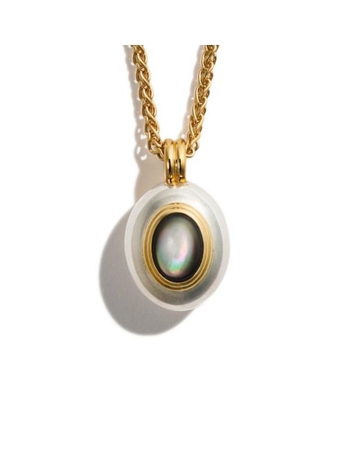 Stone Fruit Metallic Core Pendant Necklace