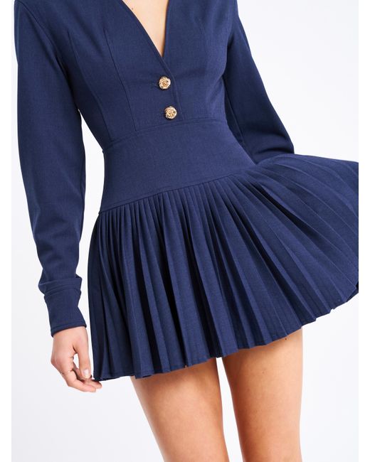 Miss Circle New York Blue Valarie Denim Style Pleated Mini Dress