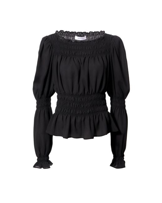 AGGI by HALEWSKI Black Molly Sheer Puff Sleeve Top