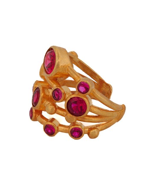 Ebru Jewelry Multicolor Cleopatra Ruby & Gold Adjustable Ring