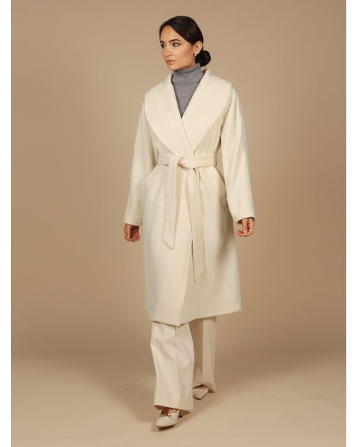 Santinni Natural 'Hepburn' 100% Italian Virgin Wool & Cashmere Coat
