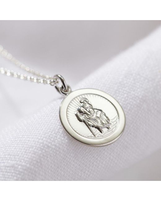 Posh Totty Designs Metallic Mini Sterling St Christopher Necklace for men
