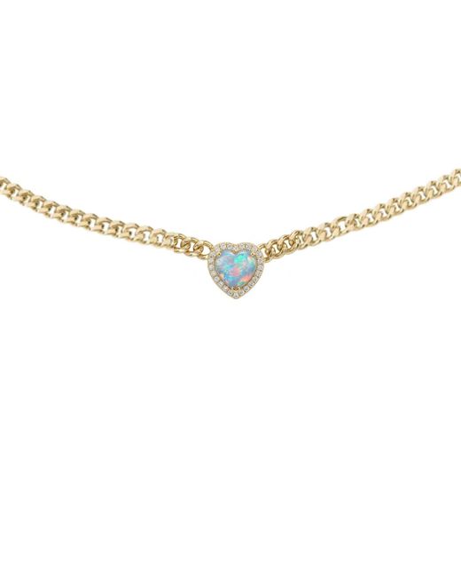 BLOOMTINE | Earth Angel HQ Metallic Loves Frequency Mini Plated Fire Opal Heart Choker Necklace