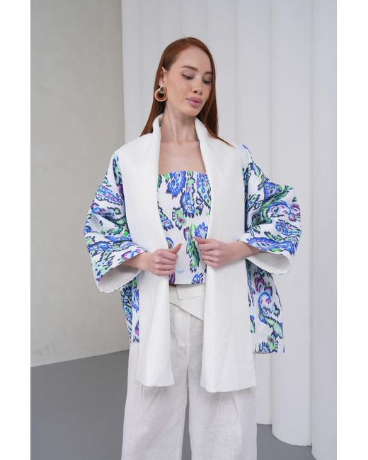 Lumina Eligma White The Duality Linen Reversible Jacket