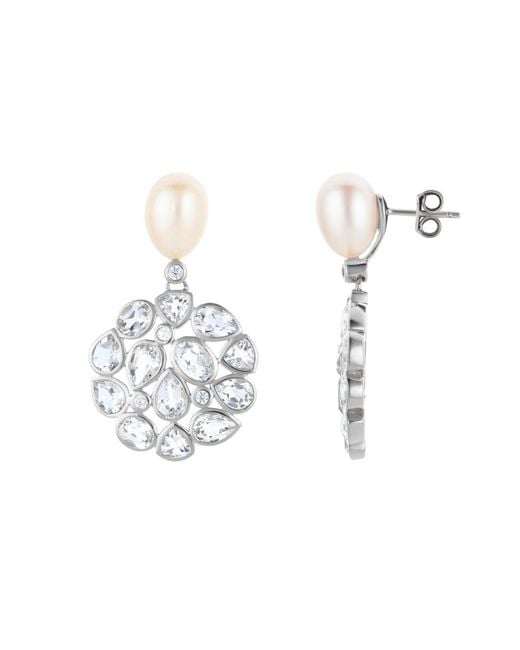 Lulu B London Metallic Topaz & Pearl Statement Stud Drop Earrings