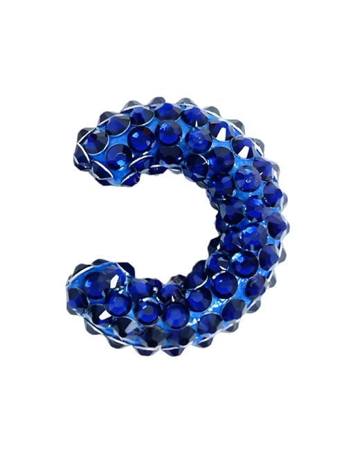 PINAR OZEVLAT Blue Crystallised Lily Ear Cuff Sapphire
