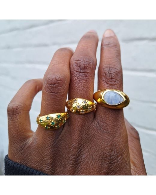 YAA YAA LONDON Yellow Neutrals Milk Drop Moonstone Vermeil Gemstone Ring