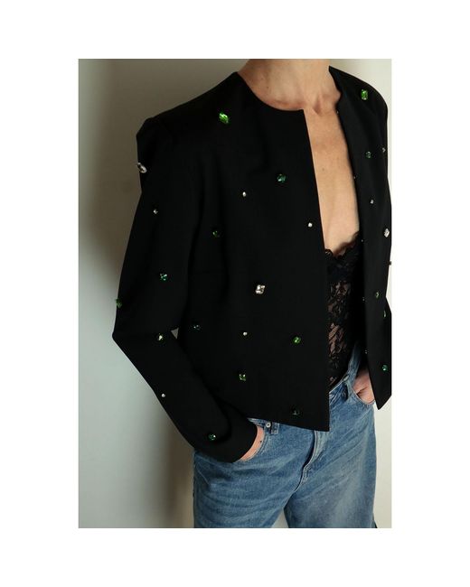 2KStyle Blue Candy Evening Crystal Hand-Embellished Cropped Jacket